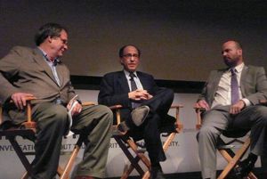 Left to right: Robert Krulwich, Ray Kurzweil, director Barry Ptolemy